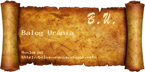 Balog Uránia névjegykártya